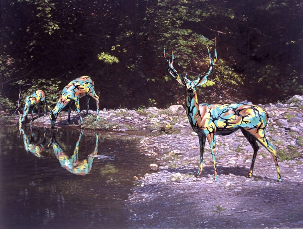 Camo Deer family at reservoir85 art blog - Ron English - empty kingdom