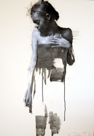 Ciprana standing 2, Oil on Board, 22ins x 31ins. 4200 art blog - Mark Demsteader - empty kingdom
