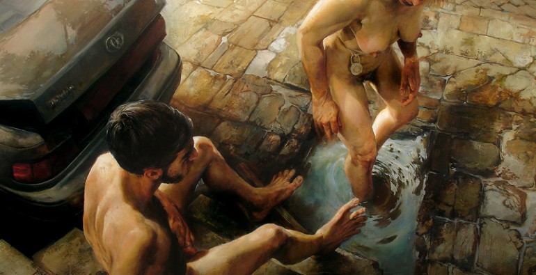 Two_bears_in_a_bird_bath_by_GeirrodVanDyke